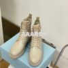 Replica Prada Brushed leather and mesh boots 1W907M White