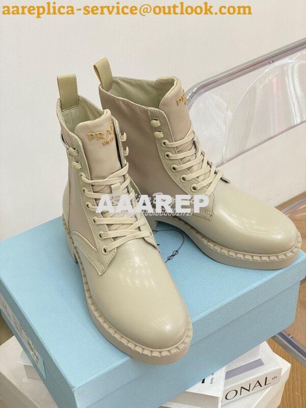 Replica Prada Brushed Leather And Nylon Boots 2UE011 Beige 9