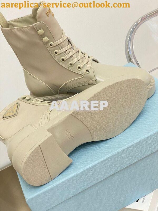 Replica Prada Brushed Leather And Nylon Boots 2UE011 Beige 11