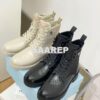 Replica Prada Brushed Leather And Nylon Boots 2UE011 Beige