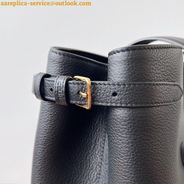 Replica Celine Medium Cabas Anais Cuir Triomphe Bag in Black Leather 4