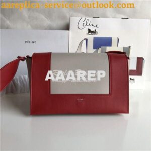 Replica Celine Medium Frame Bag in red/ milky white Shiny Smooth Calfs