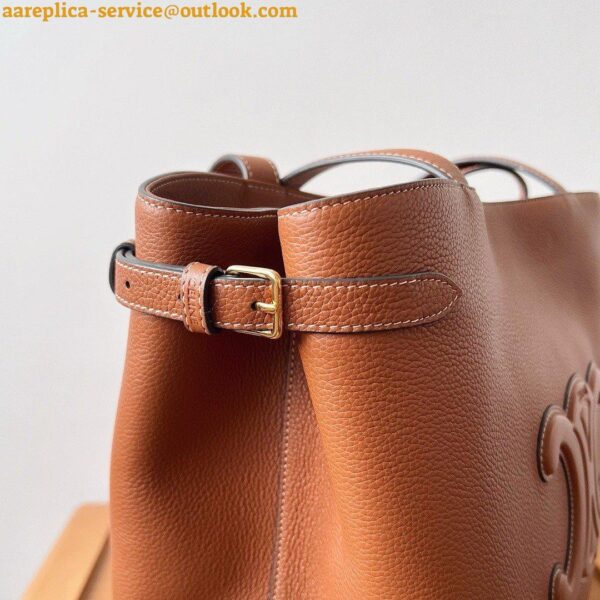 Replica Celine Medium Cabas Anais Cuir Triomphe Bag in Brown Leather 5