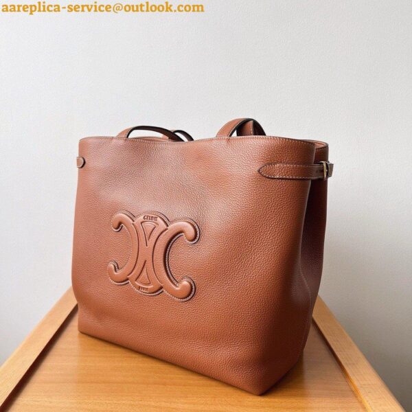 Replica Celine Medium Cabas Anais Cuir Triomphe Bag in Brown Leather 6