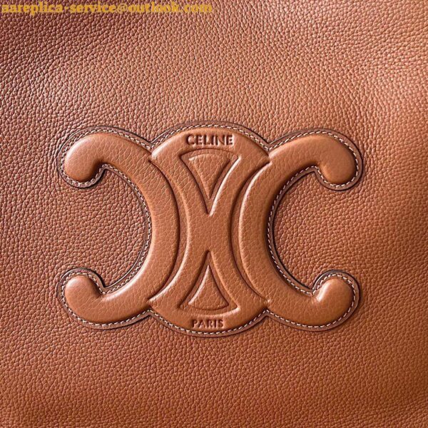 Replica Celine Medium Cabas Anais Cuir Triomphe Bag in Brown Leather 9