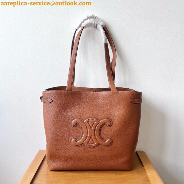 Replica Celine Medium Cabas Anais Cuir Triomphe Bag in Brown Leather 11