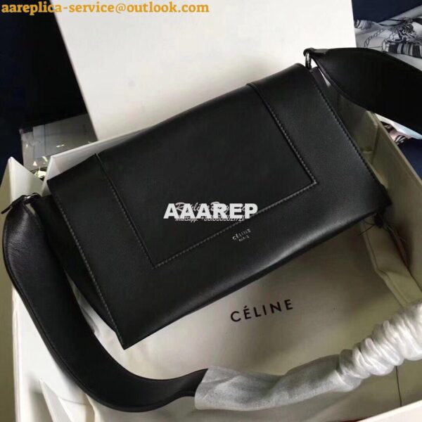 Replica Celine Medium Frame Shoulder Bag in Black Shiny Smooth Calfski