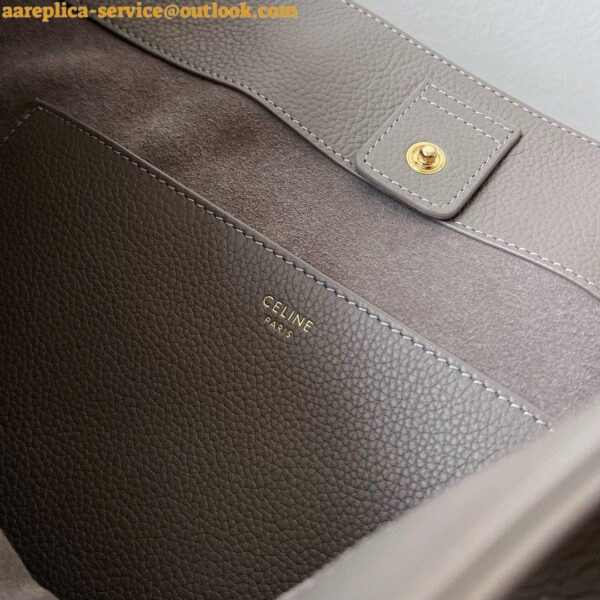 Replica Celine Medium Cabas Anais Cuir Triomphe Bag in Grey Leather 9