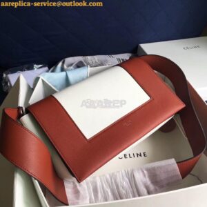 Replica Celine Medium Frame Shoulder Bag in Brown White Shiny Smooth C