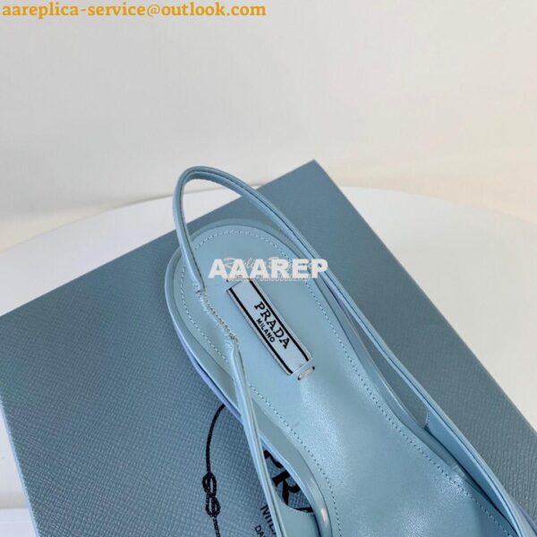 Replica Prada Brushed Leather Gabardine Slingback Pumps 1I588M Blue 10