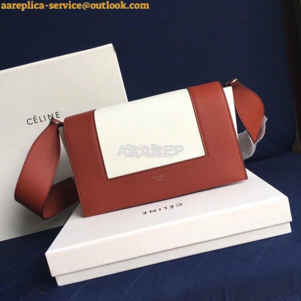 Replica Celine Medium Frame Shoulder Bag in Brown White Shiny Smooth C 6