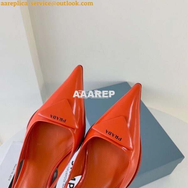 Replica Prada Brushed Leather Gabardine Slingback Pumps 1I588M Orange 5