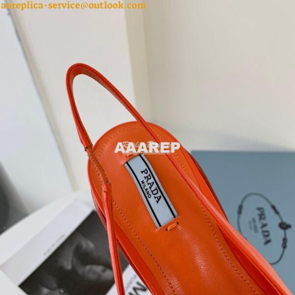 Replica Prada Brushed Leather Gabardine Slingback Pumps 1I588M Orange 8