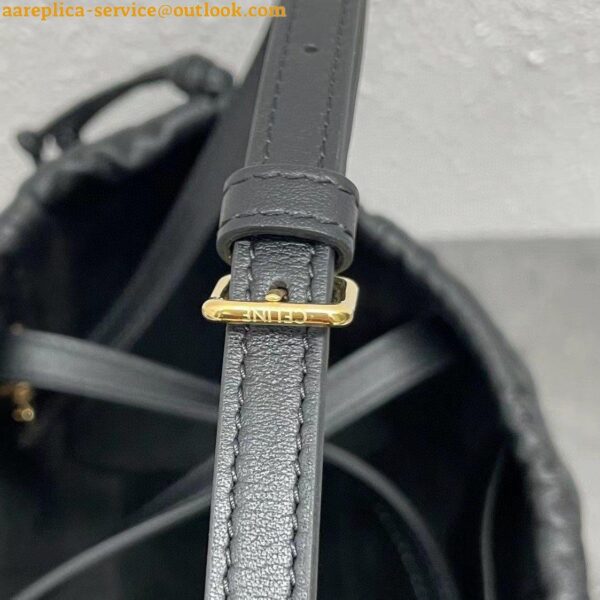 Replica Celine Small Cabas Drawstring Cuir Triomphe Bag in Black Calfskin 8