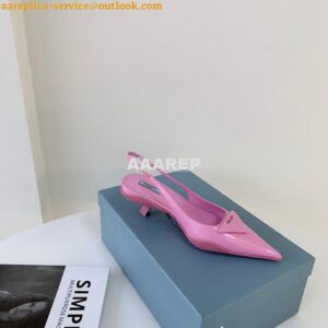 Replica Prada Brushed Leather Gabardine Slingback Pumps 1I588M Pink 2