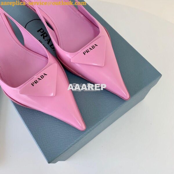 Replica Prada Brushed Leather Gabardine Slingback Pumps 1I588M Pink 5