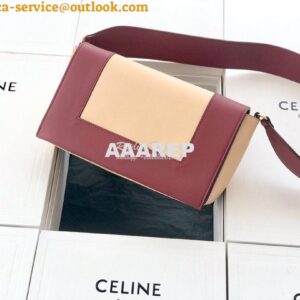 Replica Celine Medium Frame Shoulder Bag in Ruby/ Apricot Shiny Smooth