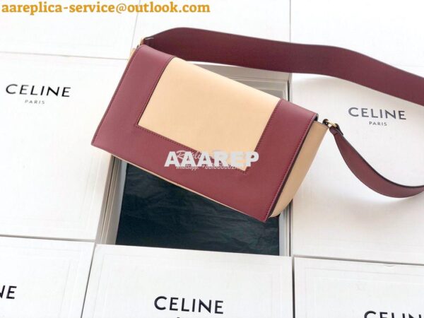 Replica Celine Medium Frame Shoulder Bag in Ruby/ Apricot Shiny Smooth