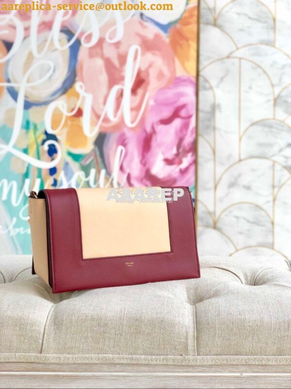 Replica Celine Medium Frame Shoulder Bag in Ruby/ Apricot Shiny Smooth 2