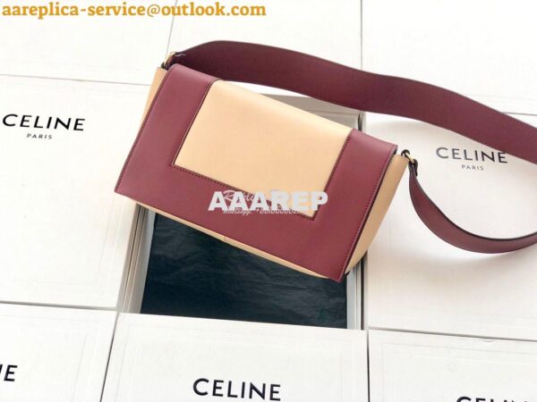 Replica Celine Medium Frame Shoulder Bag in Ruby/ Apricot Shiny Smooth 3