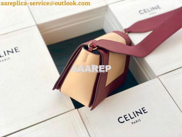 Replica Celine Medium Frame Shoulder Bag in Ruby/ Apricot Shiny Smooth 4