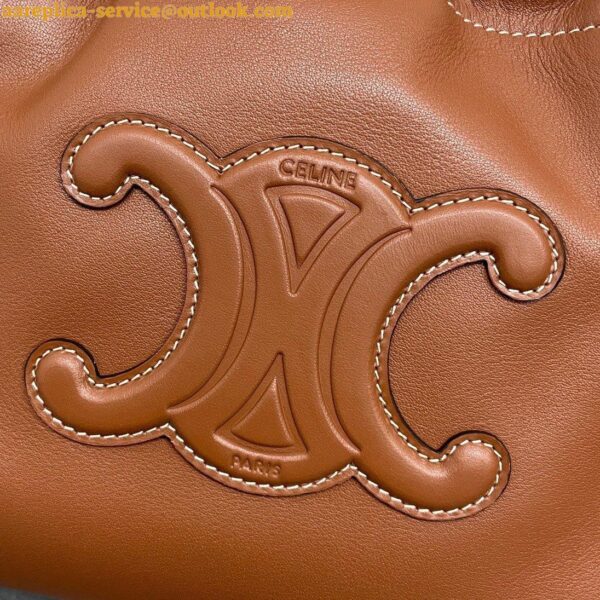 Replica Celine Small Cabas Drawstring Cuir Triomphe Bag in Brown Calfskin 9