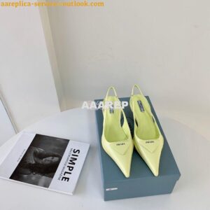 Replica Prada Brushed Leather Gabardine Slingback Pumps 1I588M Yellow