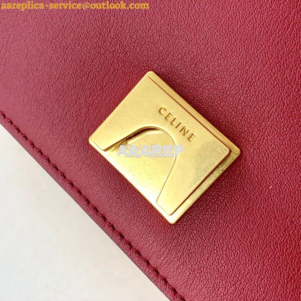 Replica Celine Medium Frame Shoulder Bag in Ruby/ Apricot Shiny Smooth 8