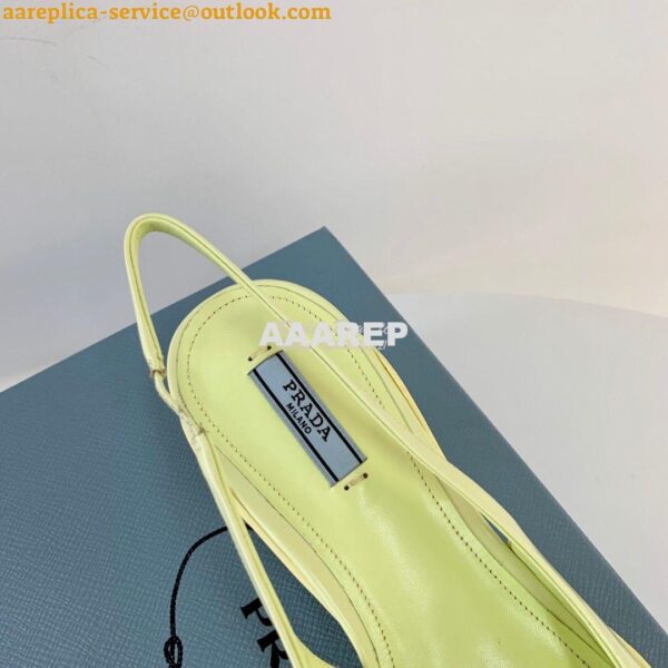 Replica Prada Brushed Leather Gabardine Slingback Pumps 1I588M Yellow 9