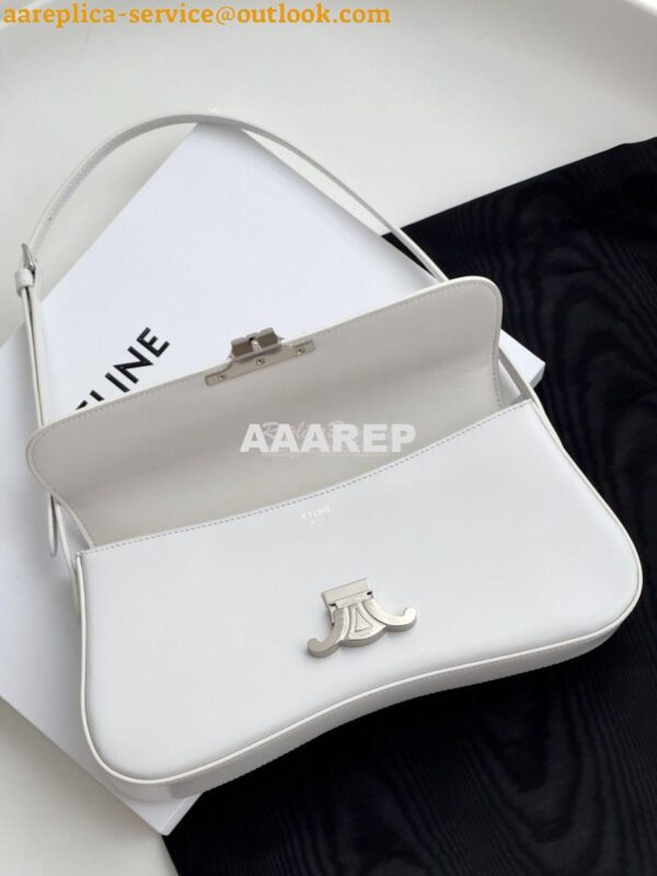 Replica Celine Medium Lola Bag In Shiny Calfskin 115533 White 9