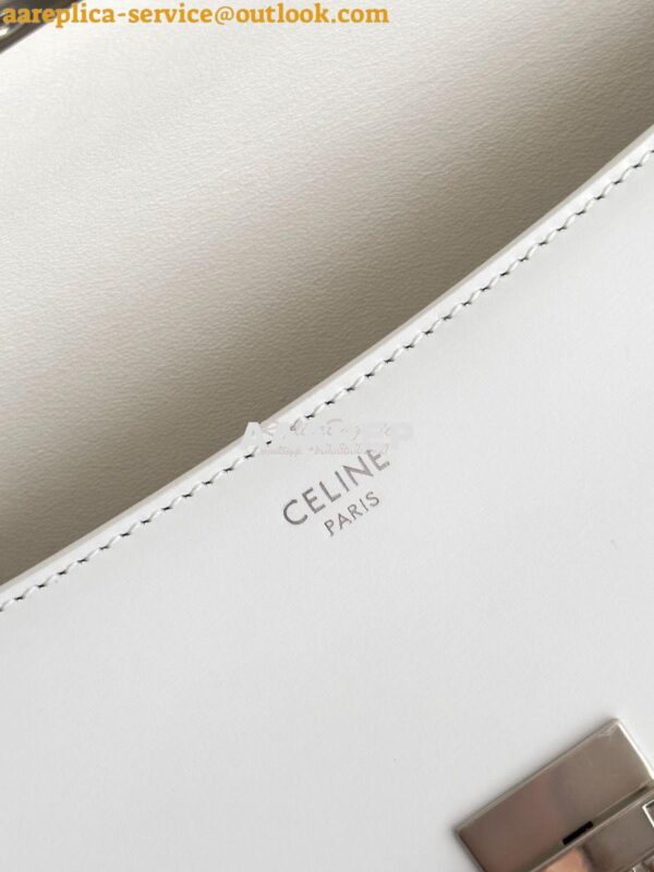 Replica Celine Medium Lola Bag In Shiny Calfskin 115533 White 10