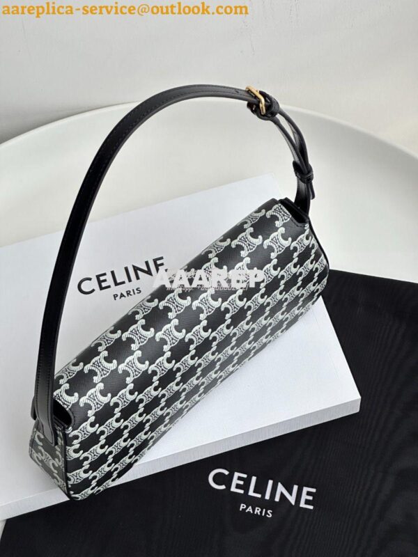 Replica Celine Medium Lola Bag In Triomphe Canvas Two-tone 115533 Blac 12