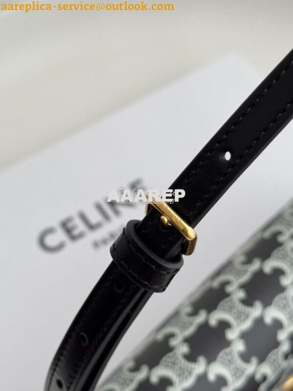 Replica Celine Medium Lola Bag In Triomphe Canvas Two-tone 115533 Blac 13