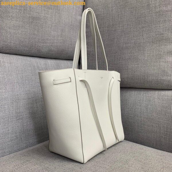 Replica Celine Small Cabas Phantom Bag In White Grained Calfskin 5