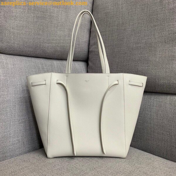 Replica Celine Small Cabas Phantom Bag In White Grained Calfskin 7