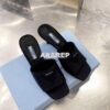 Replica Prada Brushed Leather Mid-heeled Slides 1XX590 Blue 2