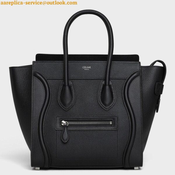 Replica Celine Micro Luggage Tote Bag In Black Drummed Calfskin 3