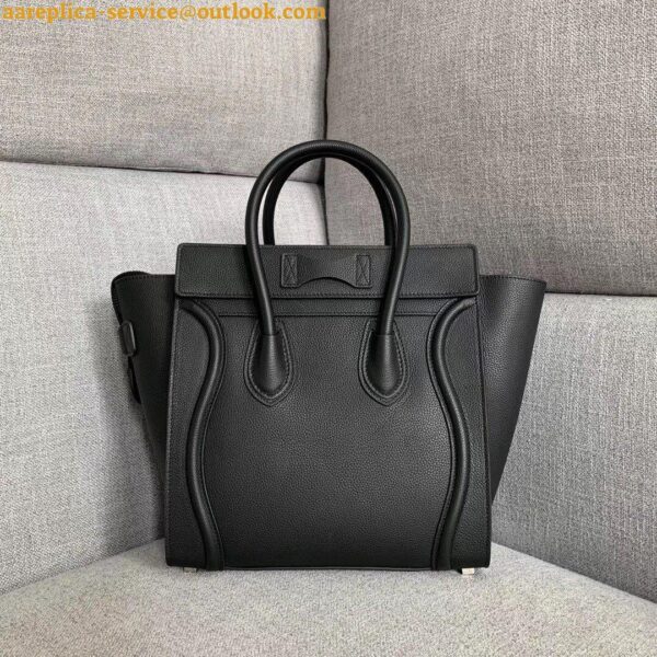 Replica Celine Micro Luggage Tote Bag In Black Drummed Calfskin 8