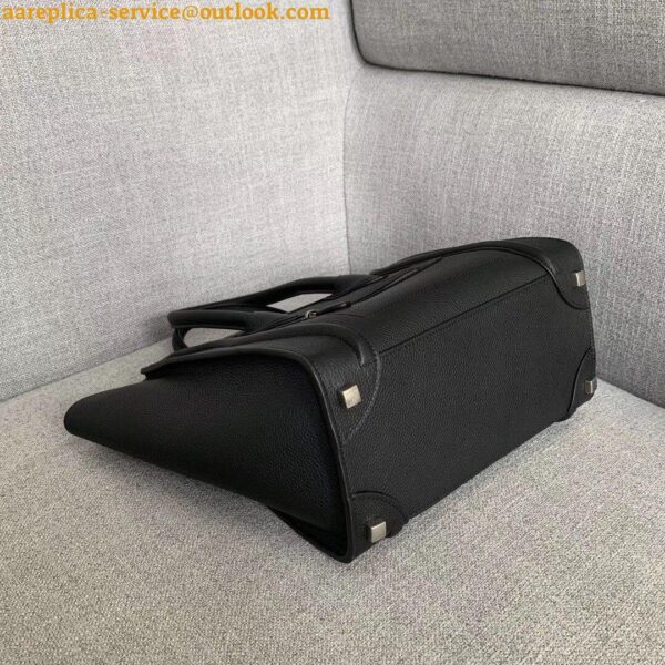 Replica Celine Micro Luggage Tote Bag In Black Drummed Calfskin 9