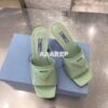 Replica Prada Brushed Leather Mid-heeled Slides 1XX590 Blue