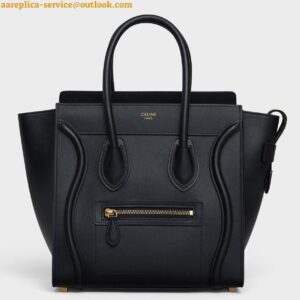 Replica Celine Micro Luggage Tote Bag In Black Smooth Calfskin