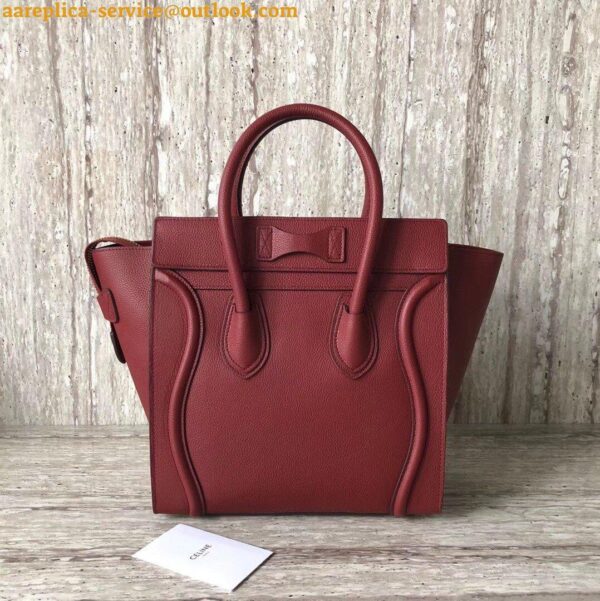 Replica Celine Micro Luggage Tote Bag In Dark Red Drummed Calfskin 6