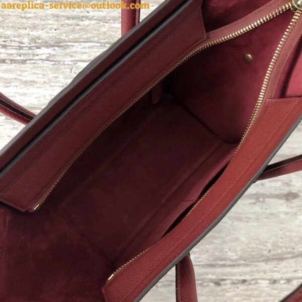 Replica Celine Micro Luggage Tote Bag In Dark Red Drummed Calfskin 7