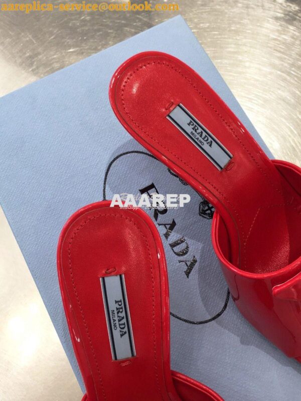 Replica Prada Brushed Leather Mid-heeled Slides 1XX590 Red 9