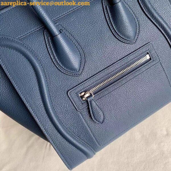 Replica Celine Micro Luggage Tote Bag In Navy Blue Drummed Calfskin 5