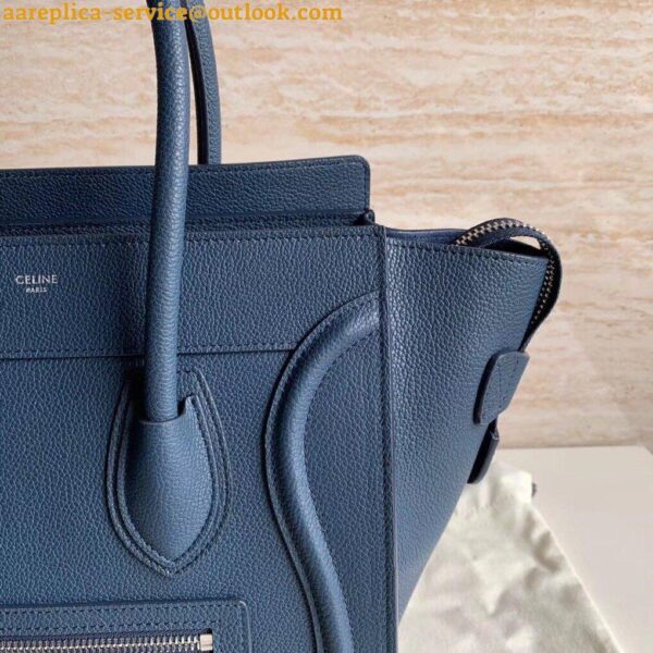 Replica Celine Micro Luggage Tote Bag In Navy Blue Drummed Calfskin 6