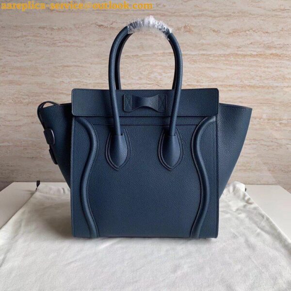 Replica Celine Micro Luggage Tote Bag In Navy Blue Drummed Calfskin 7