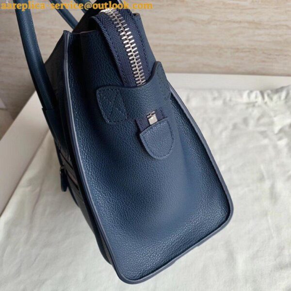 Replica Celine Micro Luggage Tote Bag In Navy Blue Drummed Calfskin 10