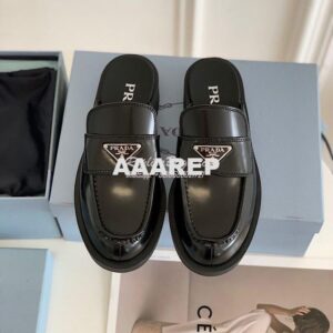 Replica Prada Brushed Leather Mules 1D652M Black 2