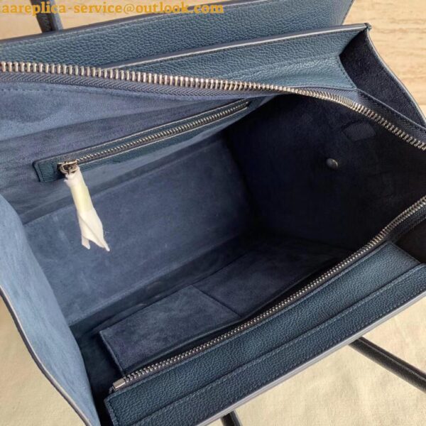 Replica Celine Micro Luggage Tote Bag In Navy Blue Drummed Calfskin 11